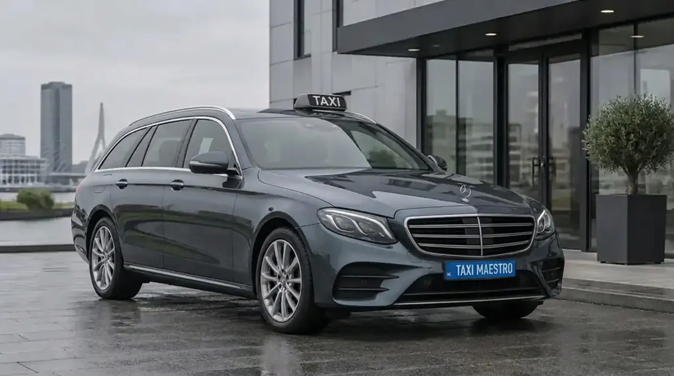 Donkergrijze Mercedes-Benz E220 Estate van Taxi Maestro