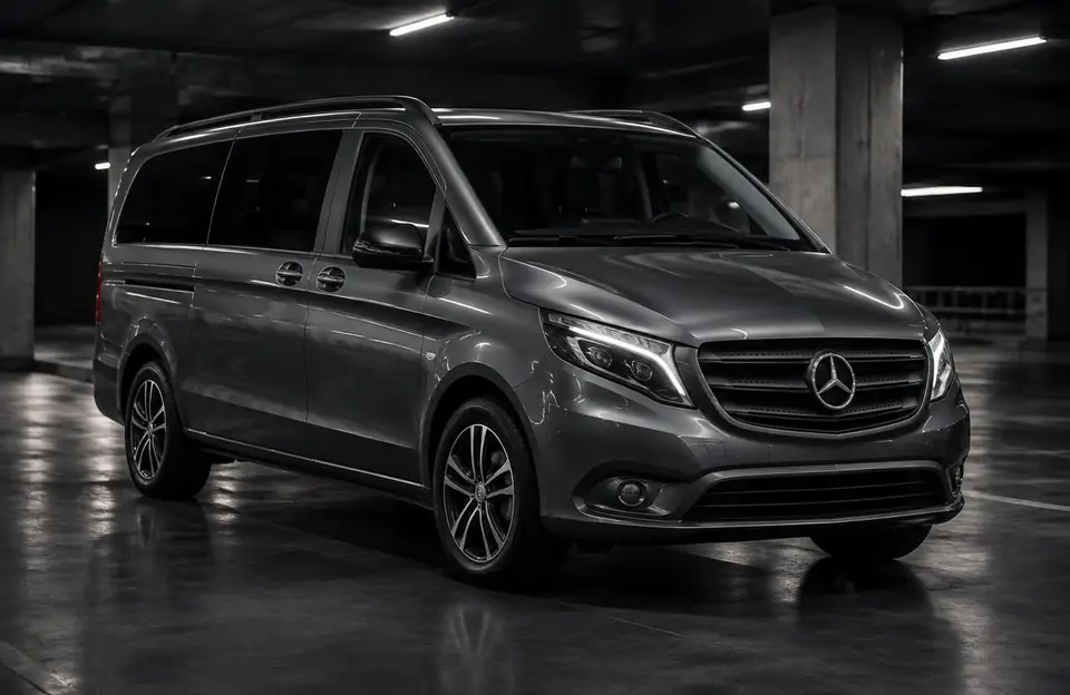 Grijze Mercedes-Benz Vito 114 Extra Lang van Taxi Maestro